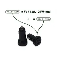 Cargador de Coche Doble USB de 24W con 5V 2.4A Independientes por Puerto, Adaptador Universal para Encendedor de Cigarrillos de 12V 24V para Teléfono, Tableta y Cámara de Coche