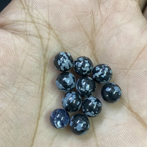 6mm Natural Black Snow Flake <b>Obsidian</b> Plain Round Ball Sphere Undrilled Gemstone Semi Precious Stone Balls From India - Product Image 1
