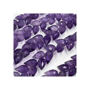 Pierre précieuse en vrac de quartz d'améthyste rose foncé naturel de 8 pouces avec des perles de goutte de larme de briolette de perceuse de fantaisie pour la fabrication de bijoux - Product Image 2