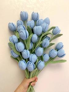 Bouquet de tulipes immortelles au crochet 2025 – Gerbera ouverte et tulipes préservées pour mariage, Noël, Pâques – Décoration florale - Product Image 2