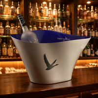 Seau à glace pour 2 bouteilles de champagne, transparent avec lumières LED pour clubs et KTV, marque privée, OEM personnalisé