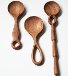 Hand-Carved Wooden Long Handle Spoon Sustainable Heat Resistant Non-Stick Easy <b>Clean</b> Dishwasher Safe Tea Spoon - Product Image 4