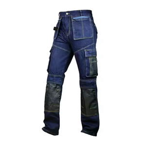 Men's Blue Polyester Breathable Work Pants with Multi Pockets and Abrasion Resistant <b>Knee</b> <b>Patches</b> for Industrial Use 2026 - Product Image 4