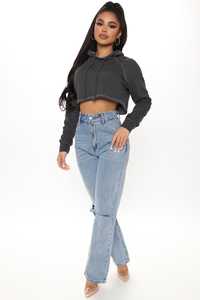 Professional High Quality Fleece Material OEM ODM Best Design Women's Acid Washed Pullover Hoodie <b>With</b> Full <b>Sleeves</b> <b>Crop</b> <b>Top</b> - Product Image 4