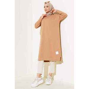 Túnica Básica Larga Bordada Camel - Product Image 2