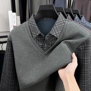 เสื้อยืดลำลองผู้ชายสำหรับฤดูหนาว ขายดี แฟชั่นธุรกิจใหม่ เสื้อผ้าผู้ชายทันสมัย คอเสื้อเก๋ หนานุ่ม อุ่นสบาย ระบายอากาศได้ดี - Product Image 5