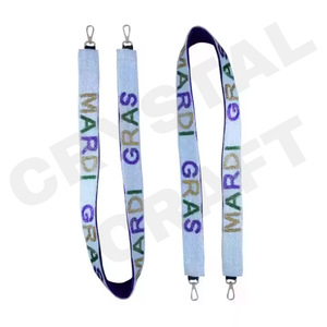 Mardi Gras personalizado oro blanco semilla bolsa de cuentas correas 'Hook Em Horns' accesorio de moda correa de monedero con cuentas - Product Image 1