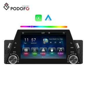 Podofo Single Din Car MP5 Player Car Stereo With Carplay Android Auto 1 Din 5 Inch Car Radio FM BT USB Type-C Port Dropshipping
