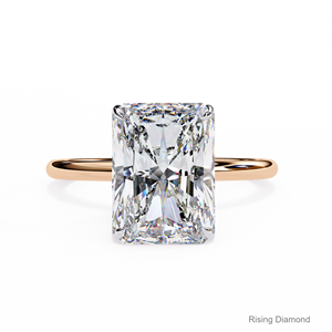 Anillo de compromiso de diamante cultivado en laboratorio de corte radiante de 4,5 quilates, regalo de aniversario de Halo oculto de oro amarillo para ella - Product Image 4