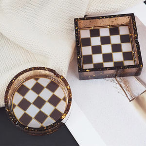 Cenicero de resina de lujo con arte de mármol Cenicero de resina elegante para salón de hotel, Bar en casa, decoración de patio y uso moderno de mesa - Product Image 1