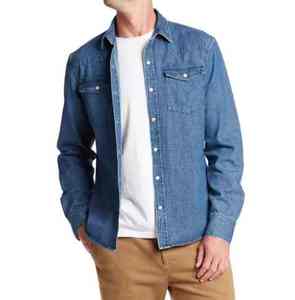 Hot Sale Custom Men High Quality Denim Shirts Wholesale Bone Button Western Shirt Snaps For Men Denim Shirts - Product Image 2