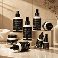 Ensemble d'emballages cosmétiques OEM personnalisés vert givré, flacon en verre à épaule inclinée 120 ml, compte-gouttes pour sérum, pot de crème 50 g, approvisionnement en gros OBM