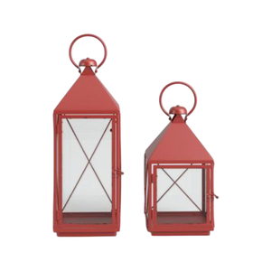 Linterna colgante de hierro y metal rojo vintage, venta al por mayor, portavelas y frascos decorativos de Navidad para el hogar y el hotel, precio de fábrica - Product Image 2