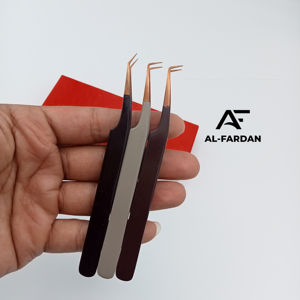 Meilleure vente de pince à épiler d'extension de cils maigres à 90 degrés pointe en or rose en acier inoxydable massif avec logo personnalisé pince à cils - Product Image 1