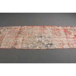 2.6x8.3 ft <b>Runner</b> Turkish Rug, <b>Red</b> Floral Vintage Rug - Product Image 2
