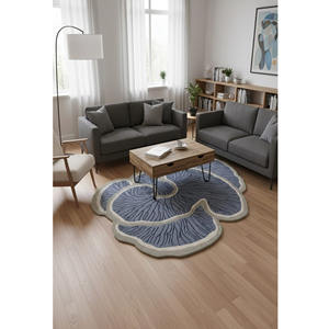 Alfombra Moderna de Lana Anudada a Mano con Forma Orgánica Abstracta, Decoración Personalizada para el Hogar con Respaldo de Látex, Regalo de Año Nuevo - Product Image 1