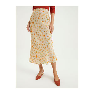 Falda de Viscosa con Estampado Floral para Mujer, Sin Bolsillos, Sin Forro, Sin Cinturón, Origen TR, Muy Colorida - Product Image 6