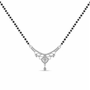 Chaîne de lien religieuse vintage Zarkan en argent 925, Art of Love Mangalsutra, avec diamant et perle, plaqué rhodium, pour mariages et cadeaux - Product Image 2