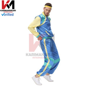 Ensemble de survêtement rétro imprimé color block années 80-90 pour femmes et hommes, tenue vintage coupe-vent, veste zippée à manches longues assortie - Product Image 4