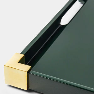 Plateau élégant en laque verte, finition riche en teintes, plateau de service décoratif laqué, indispensable pour la décoration du salon, fabriqué au Vietnam - Product Image 3