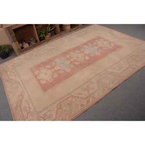 Alfombra turca Vintage clásica Beige Rosa 6,2X9,1 pies Patchwork tejido lana Material látex respaldo para sala de estar pasillo para adolescentes - Product Image 5