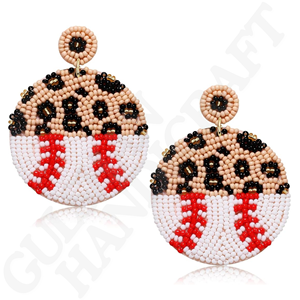 Handcrafted Baseball-Themed Beaded <b>Dangle</b> <b>Earrings</b> Intricate Beadwork for Game Day Sports <b>Fashion</b> Drop <b>Earrings</b> - Product Image 2