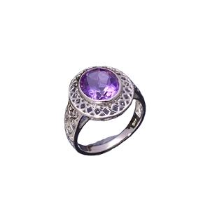 Dernière conception Simple 3.5 grammes 92.5 argent Sterling religieux naturel améthyste pierre précieuse février pierre de naissance bague femmes bijoux - Product Image 1