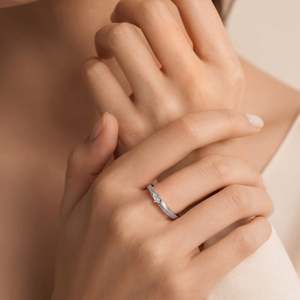 Jeulia Rose Gold Plated Stippled Twist <b>Solitaire</b> Promise <b>Ring</b> Sterling <b>Silver</b> with Diamond - Product Image 4