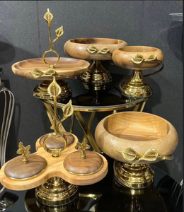 ถาดยืนเค้กทรงโดมที่ตั้งของทำอาหารเป็นชั้นสีเงินและสีทองดีไซน์หรูหราถาดวางอาหารพร้อมลายดอกไม้ - Product Image 5