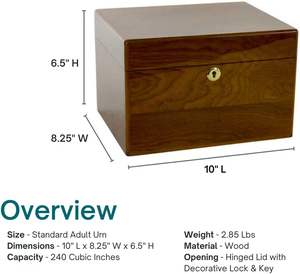 Devotion Oak Memorial Chest Urna de cremación para cenizas por Howard Miller Madera Urna conmemorativa de madera Urna de cremación de tamaño para adultos - Product Image 5