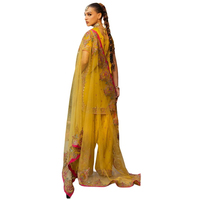 Vêtements de mode pour femmes 3 pièces à manches courtes Kurta Farshi Shalwar & Net Dupatta ensembles Designer fait adultes filles Mehndi Mayo robe