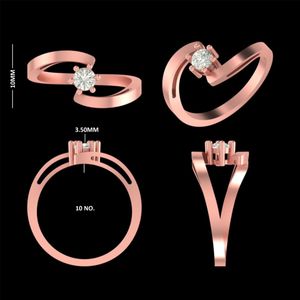 Bague en diamant unique en or rose 14 carats - Product Image 2