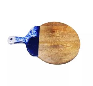 Planche à découper en bois et résine noir et blanc-Planche à légumes/fromage durable lavable au lave-vaisselle Blocs de logo en bois Emballage monobloc - Product Image 3