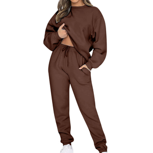 Deux pièces femmes survêtement ensemble Active WearCotton polaire col rond Jogging ensemble dames imprimer broderie survêtement pour les femmes 2026 - Product Image 3