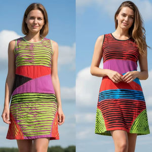 ชุดเดรสลำลองสไตล์โบโฮสำหรับผู้หญิงมีซิปแต่งพู่ประดับกระดุมเสื้อ - Product Image 1