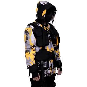Service OEM Coupe-vent pour homme Cyberpunk Techwear Sweat à capuche léger Streetwear japonais avec design sans col - Product Image 2