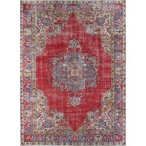 Tapis en laine noué à la main de grande taille, motif médaillon rouge et orange, pour salon, couloir rectangulaire - Pae-2405 - Product Image 1