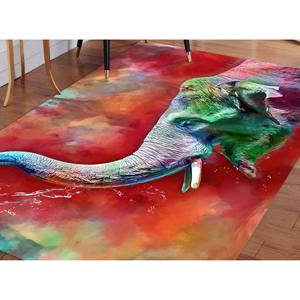 Tapis d'appoint en forme d'éléphant : Tapis de salon coloré antidérapant, tapis en chenille - Product Image 3