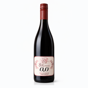 8 Rosas Vino Tinto Sin Alcohol 100% Tempranillo 0.0% ABV Vino Español Sin Alcohol 750ml - Product Image 1