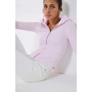 Cárdigan de punto rosa con capucha y cremallera - Product Image 4