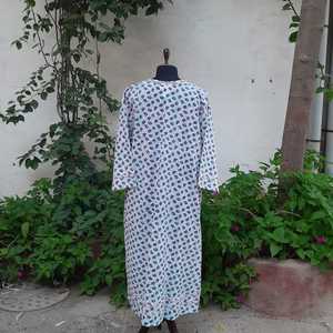 Vestido Largo Informal de Algodón de Alta Calidad con Estampado en Bloque, Escote en V y Manga Larga, Ajuste Holgado, Ropa Casual para Mujer - Product Image 4