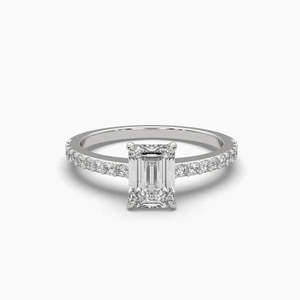 Bague de fiançailles classique solitaire en diamant taille émeraude 1,00 carat, couleur F, clarté VS, diamant de laboratoire en or 14 carats, pour usage quotidien, cadeau - Product Image 1