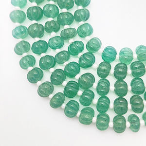 Hebras de cuentas de calabaza de piedras preciosas de cuarzo de fresa verde facetado natural - Product Image 1