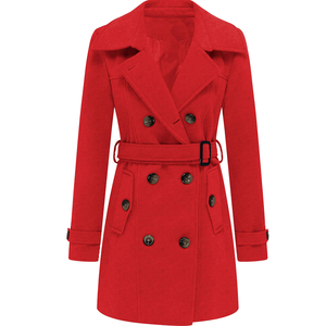Best-seller - Trench-coat en cachemire double face avec ceinture - Manteau long en laine de couleur unie pour femmes - Product Image 1