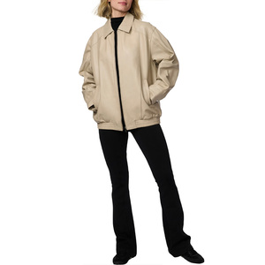 OEM ODM personalizado chaqueta de bombardero de cuero para hombre y mujer con logotipo bordado impresión moda Casual prendas de vestir exteriores proveedor - Product Image 4