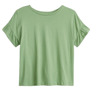 T-shirt à manches courtes pour femme, décontracté, respirant, écologique, en coton/polyester, avec applications, séchage rapide, pour le fitness - Product Image 6