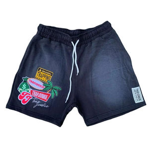 Custom Logo <b>Vintage</b> Distressed Sun Faded French Terry Blank Mesh Fleece Acid Wash Pink Color Quick Dry <b>Shorts</b> for <b>Men</b> - Product Image 2