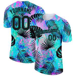 Camiseta de manga corta con estampado de árbol de playa Hawaiano Unisex personalizada de fábrica, camisa de verano de media manga con cuello redondo de algodón polivinílico de secado rápido - Product Image 1
