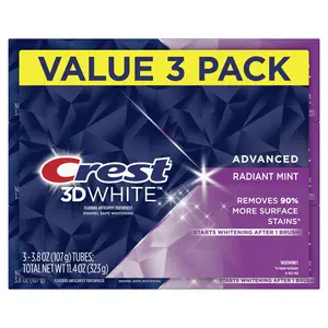 Crest 3D White Radiant Mint, Creme Dental Clareamento Dental, 3,8 onças, Pacote de 3