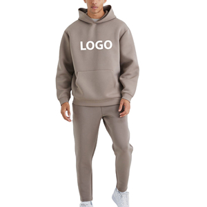Ensemble de survêtement unisexe en polyester/coton, coupe régulière, streetwear, molleton français, uni, à capuche, respirant, pantalon de survêtement, hiver - Product Image 1